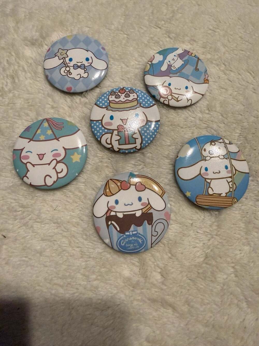 Cinnamoroll Collectible Tin Button Badge Pins Lot of 6